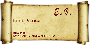 Erni Vince névjegykártya